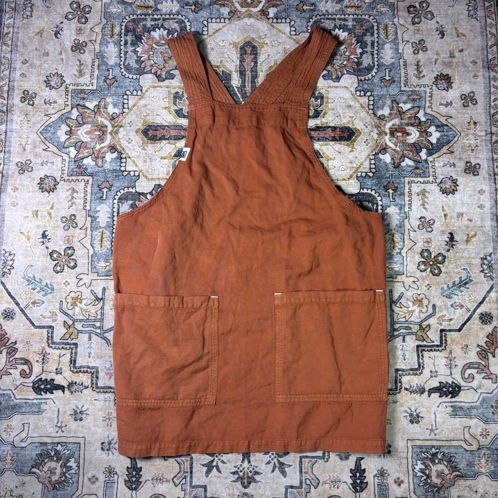 Hedley & Bennett Crossback Apron Rust Orange Cotton Linen Blend Pockets Kitchen